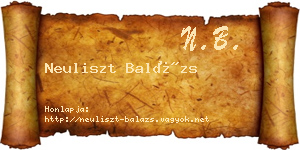 Neuliszt Balázs névjegykártya